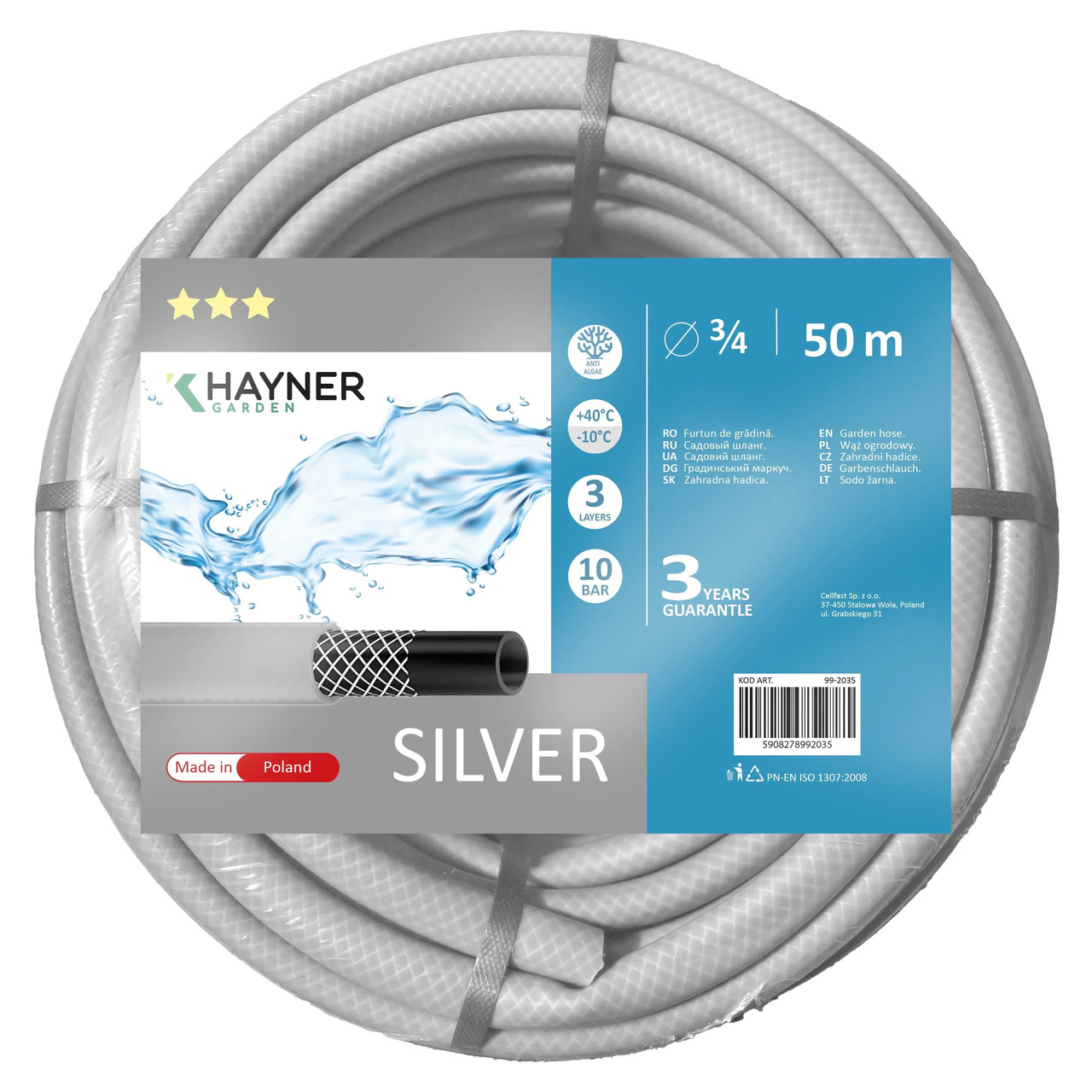 shlang-dlia-poliva-khayner-garden-silver-3-4-50-m-10-bar-seryi-2634402299